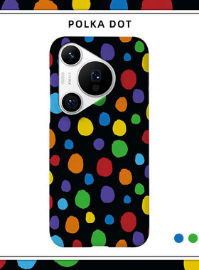 「七彩波点」适用华为P50手机壳40半包磨砂硬壳P60Art保护套Pura70pro+肤感80Ultra黑底油画彩色女个性清新潮