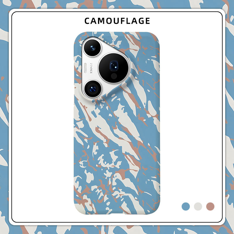 「迷彩玩家水蓝色」适用华为P50手机壳P40半包磨砂硬壳P60Art保护套Pura70pro+肤感80Ultra原创意ins小众个性