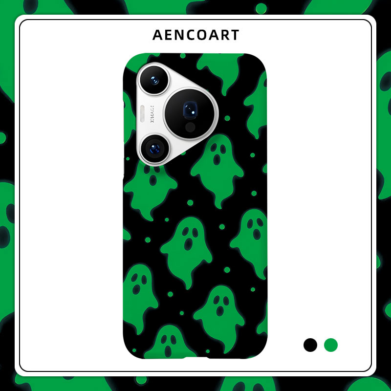 「幽灵绿怪」适用华为P50pro手机壳80Ultra半包磨砂硬壳P60Art保护套Pura70pro+肤感P40潮流卡通搞怪趣味小众