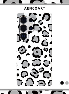 「白色豹纹」适用三星S25Ultra手机壳S24Ultra半包磨砂硬壳S24保护套S25+全包肤感韩国ins风高级感冷淡风小众