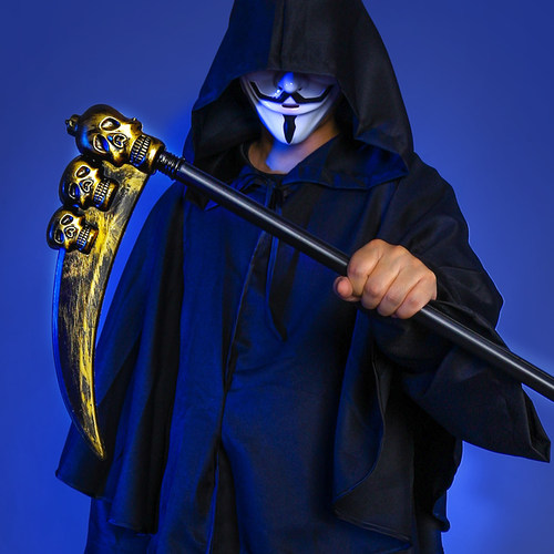 万圣节仿真武器装扮兵器斧头牛角叉恶魔叉舞会装饰骷髅棒死神镰刀