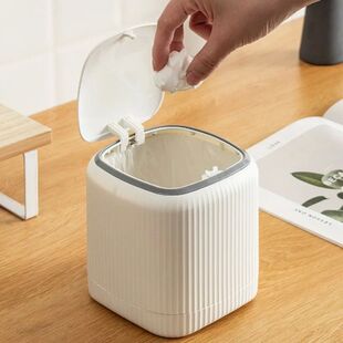 Desktop Trash Can with Lid In/Outside Double barrels Garbage