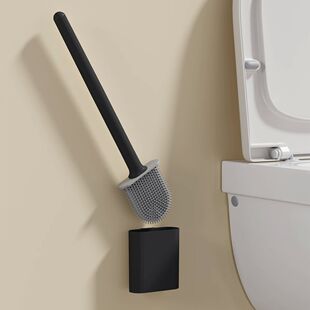 Black Silicone Toilet Brush with Long Handle Flexible Cleane