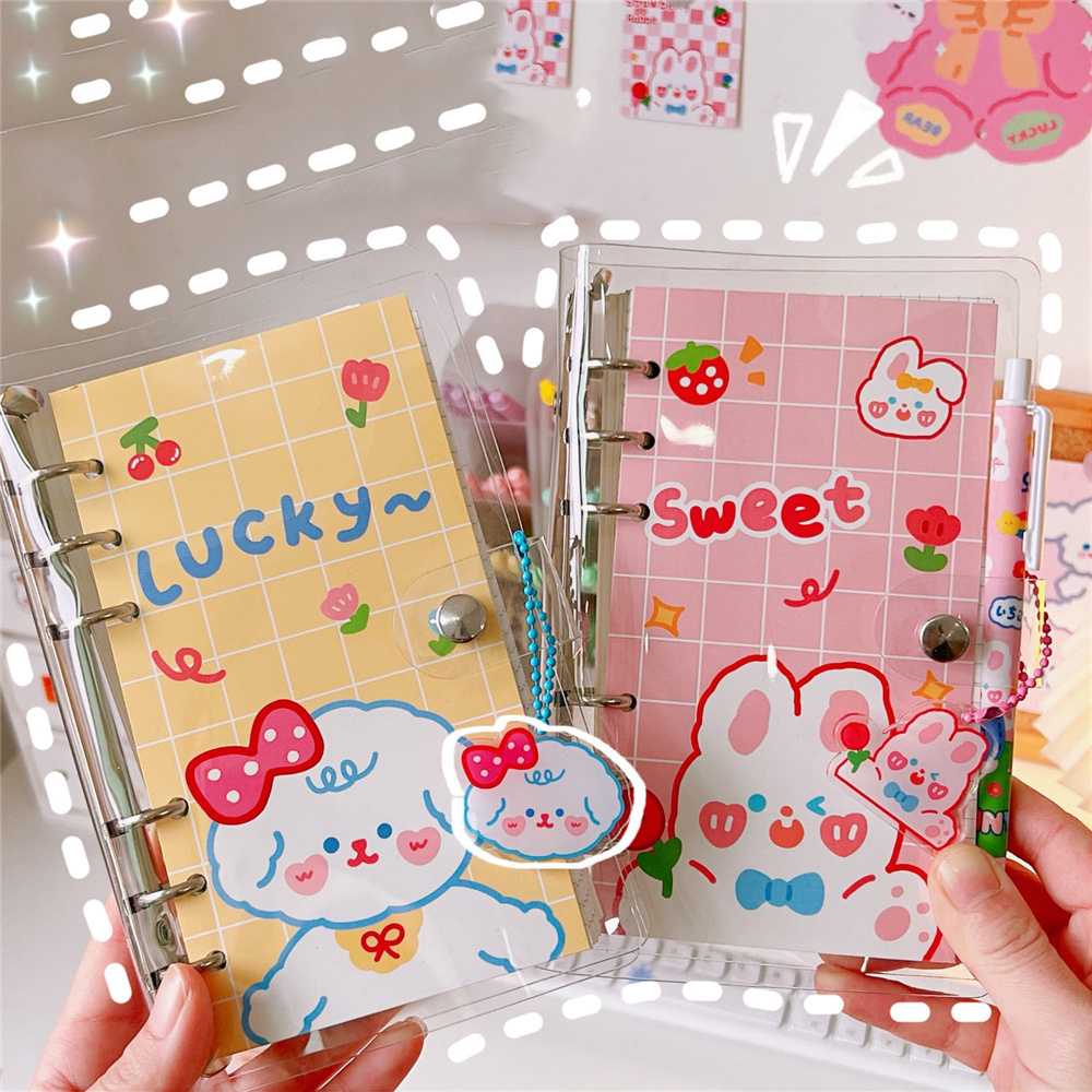 2022 Cute Cartoon Kawaii Bunny Notebook Mini Three-hole Loos 文具电教/文化用品/商务用品 手帐/日程本/计划本 原图主图