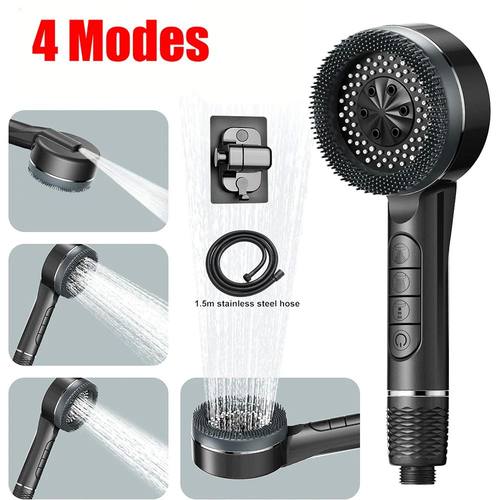 4 Modes Self-cleaning Shower Head with Silicone Brush One-Ke