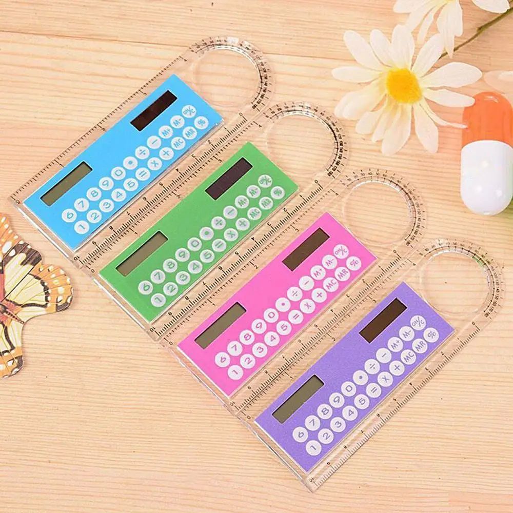 Hot Sale Mini Ultra-thin Straight Ruler With Solar Calculato