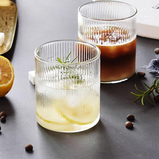 Glass cup with high borosilicate Japanese vertical pattern