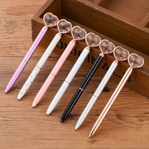 Kawaii Crystal Ballpoint Pen Fashion Girl Heart Shape Large