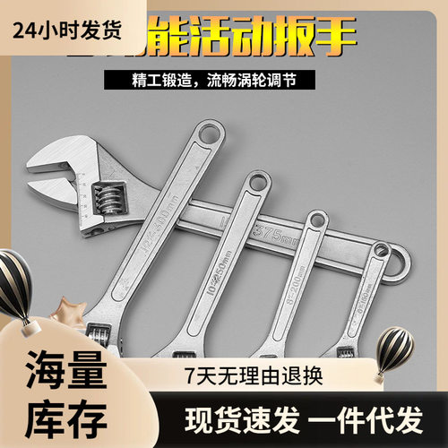 Threaded steel adjustable wrench opening plate
