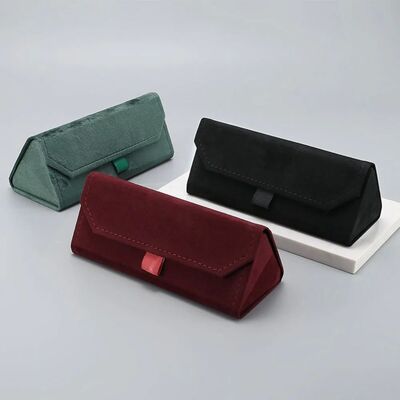 European Hot velvet triangle folding glasses Women case Eleg