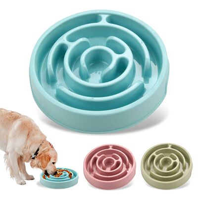 Pet Dog Slow Feeder Bowl Fun Non Slip Anti-Gulping Slower Fo