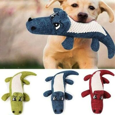 Pet Dog Toy Linen Plush Crocodile Animal Toy Dog Chew Squeak
