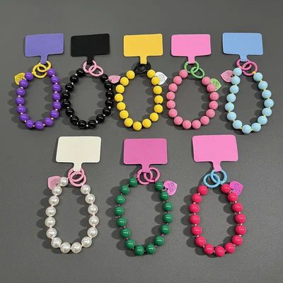 Korean Cute Love Heart Bead Phone Chain - Colorful Pendant C