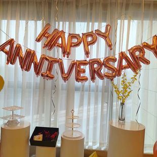 Happy Anniversary Balloons Decoration Rose Gold Balloon Birt