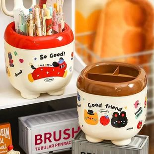 3 Compartments Dividing Grids Pen Holder Large Capacity Styl