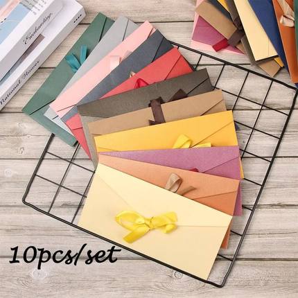 10 Pcs/set Envelope Pearlescent Paper Bow Thicken Ribbon Ret