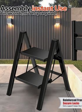 Ladder Folding Step Stool with Extra Wide Treads Portable Li