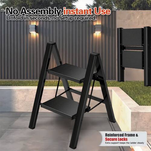 Ladder Folding Step Stool with Extra Wide Treads Portable Li