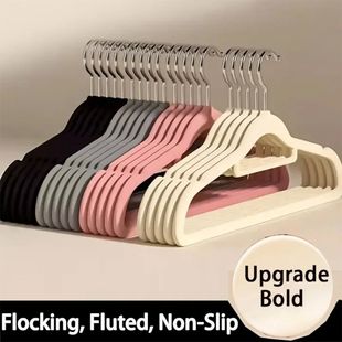 10Pcs Flocked Hanger Home Non-slip Velvet Hangers Elegant Co