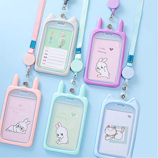 Cute Cartoon Cat Bank Identity Bus ID Card Holder Wallet Bus