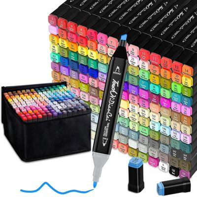 24-168 Colors Alcohol Felt Markers Pens Dual Tip Permanent A