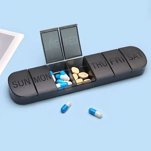 Black Portable Medicine Case Pill Box Vitamin Case Travel ga