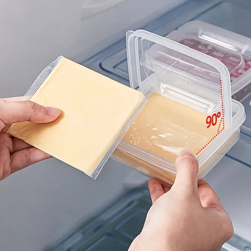 1PC Sliced Cheese Container for Fridge, Clear Plastic Butter