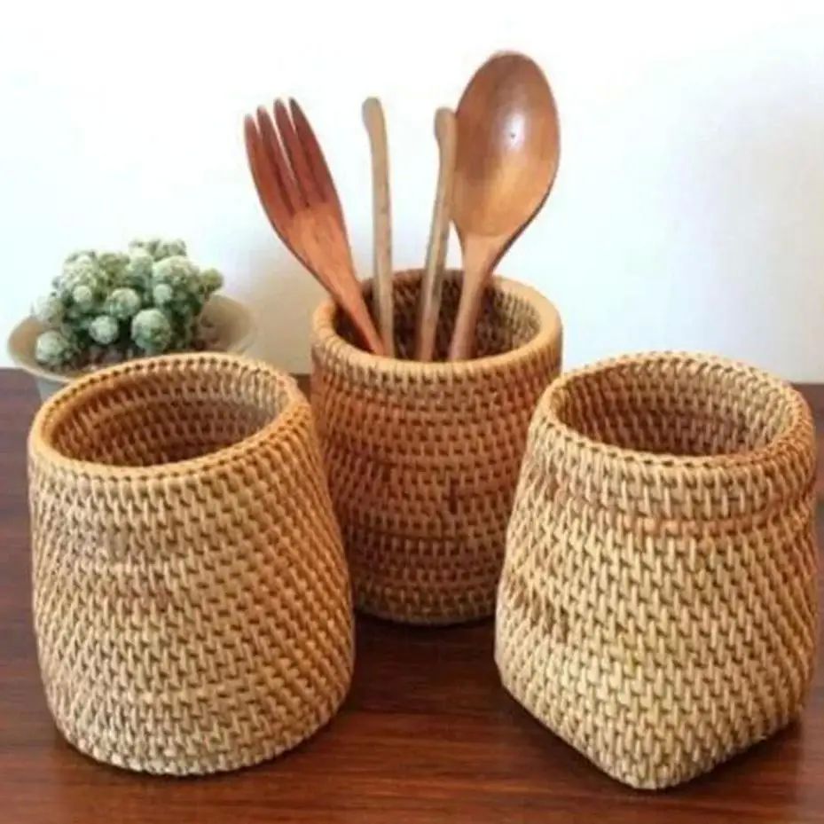 Weaving Pen Holder, Stationery And Makeup Pen Holder Paired - 实物图