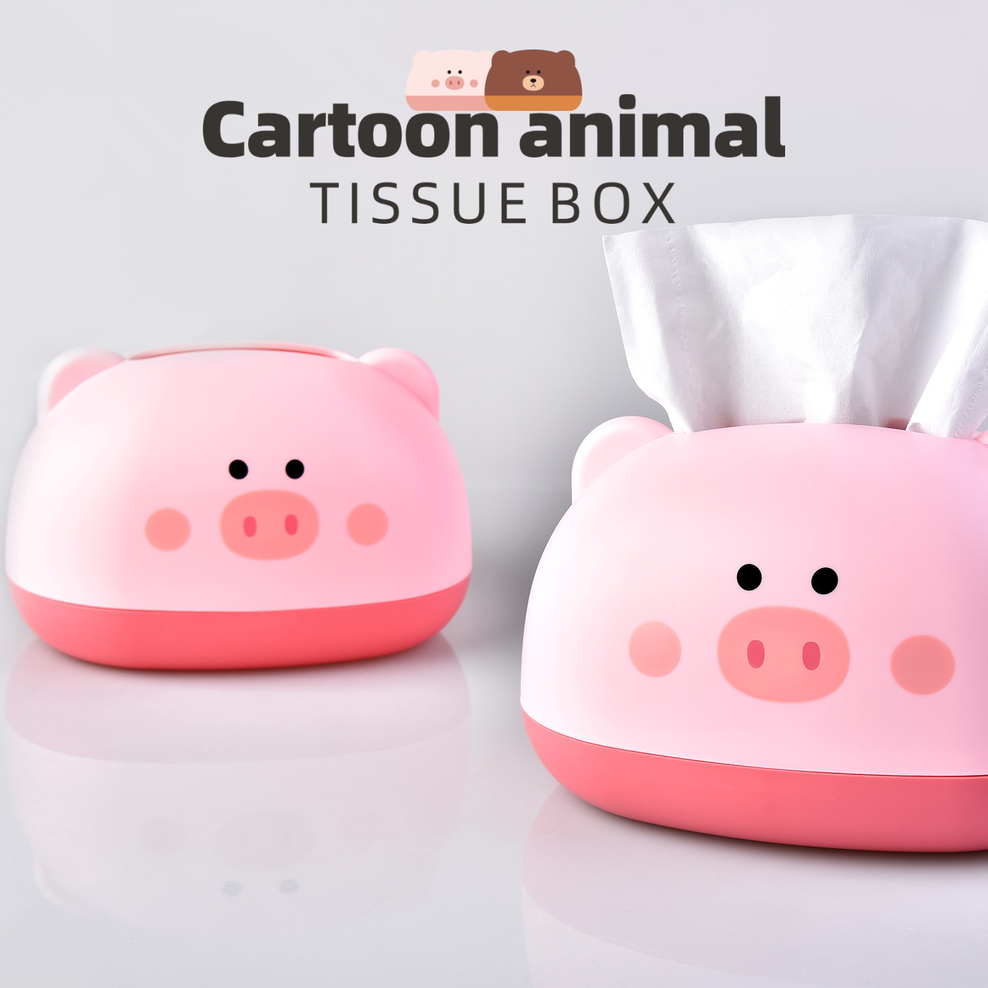 Cartoon pig Bear tissue box Sanitary box tissue storage