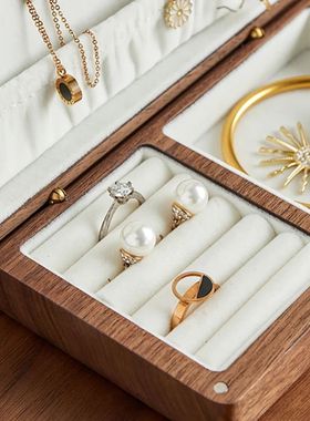 Necklace Bracelet Organizer Women Men Display Box Gift Walnu