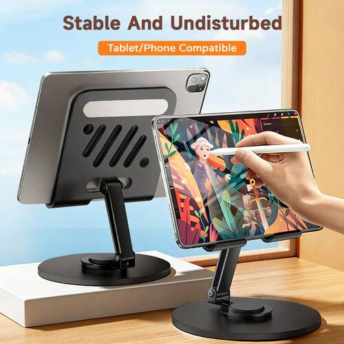 Metal Mobile Phone Tablet Holder Stand 360 Rotation Adjustab