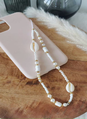 2022 Trendy Mobile Strap Phone Charm Pearl Letter Phone Chai