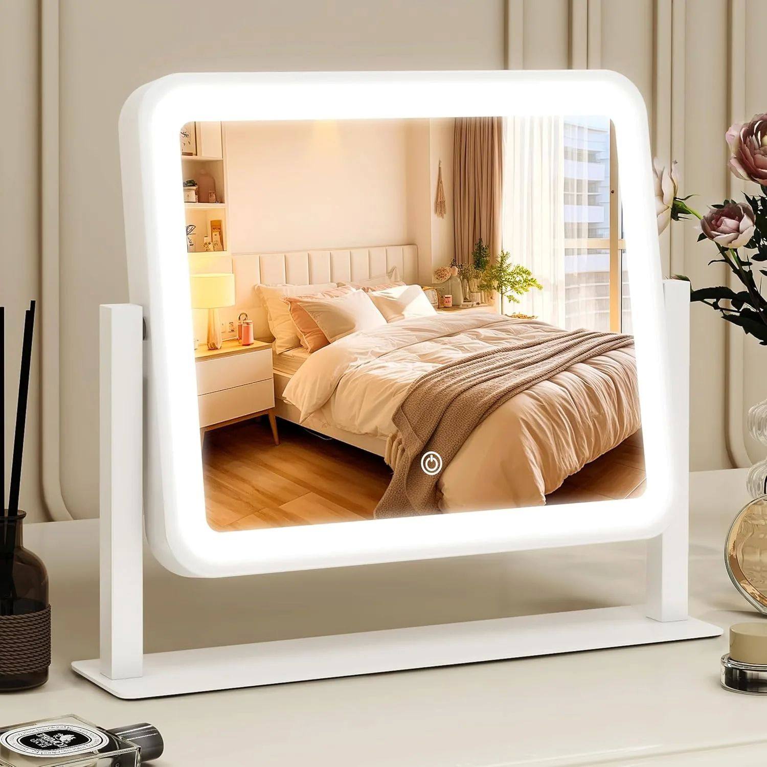 14 inch x 12 inch LED makeup mirror, equipped with lighting,