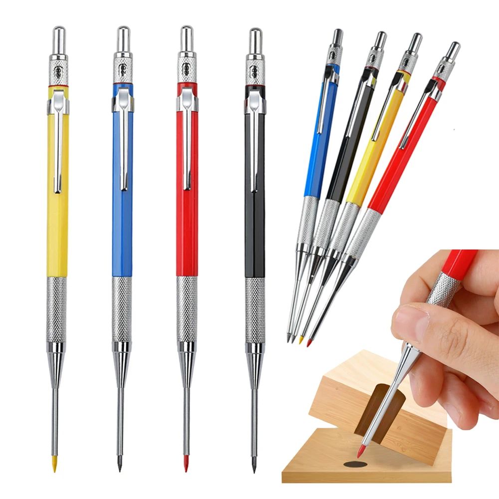 3Pcs/Set Multicolor Metal Woodworking Mechanical Pencil Set