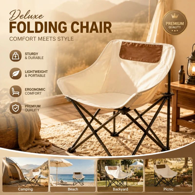 Portable Folding Camping Chair, Ultra-Light Outdoor Seat for图片