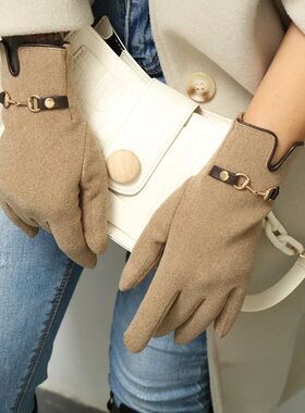 Winter Women Keep Warm Touch Screen Plus Fleece Chain Gloves