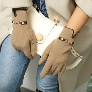 Warm Touch Chain Women Gloves Fleece Keep Plus Winter Screen
