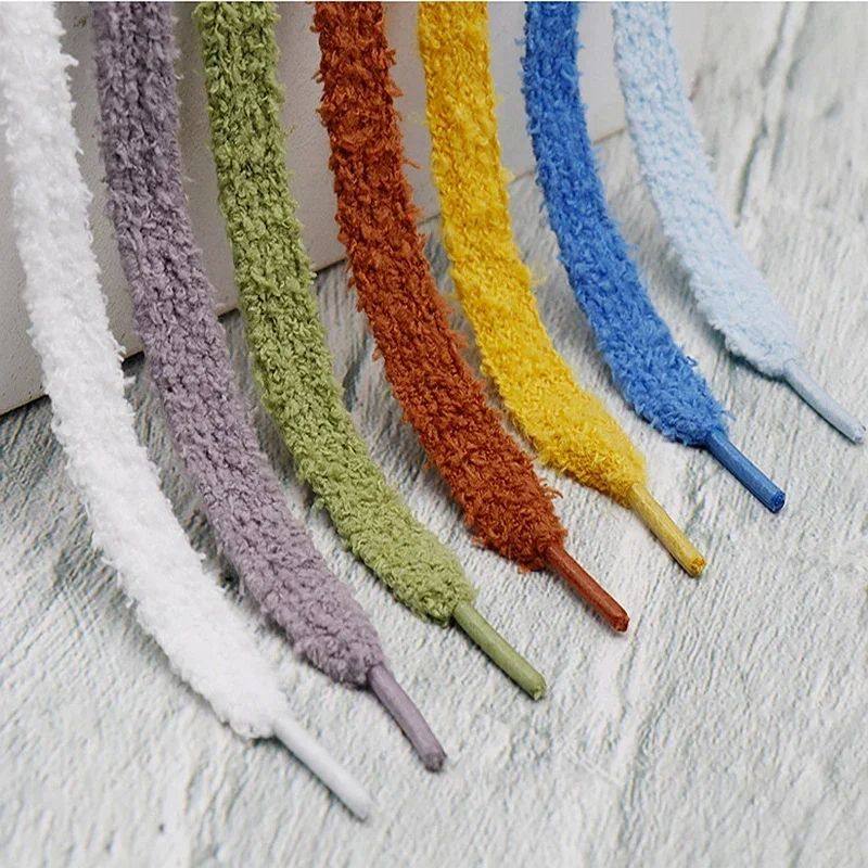 1.5CM Width Flat Shoelace Fluffy Shoelaces Plush Rope Shoe L