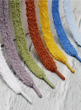 1.5CM Width Flat Shoelace Fluffy Shoelaces Plush Rope Shoe L