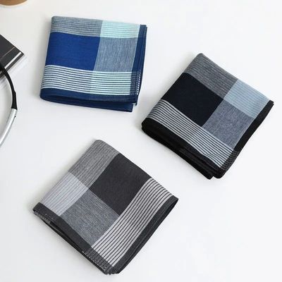 6 Pack of Men's Pure Cotton Handkerchiefs, Gentleman's Plaid
