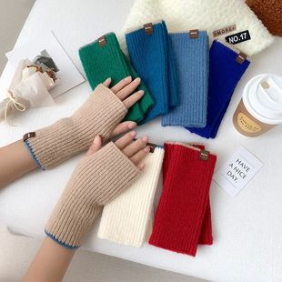Warm Half Finger Knitted Gloves Autumn and Winter Fingerless