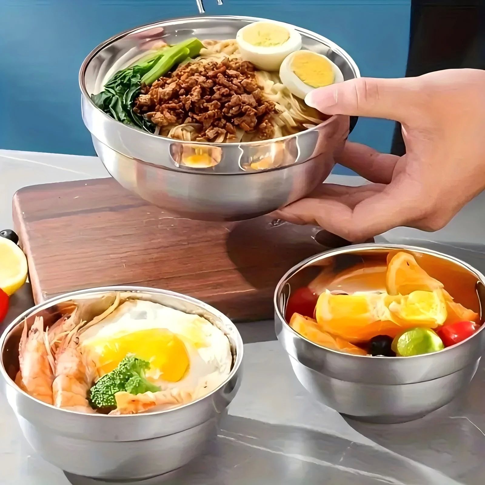 3/6 thick stainless steel bowls, anti drop, anti scratch, an