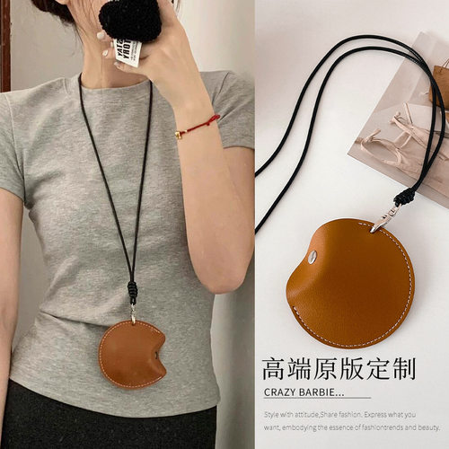Bluetooth earphone storage bag, leather small bag, round