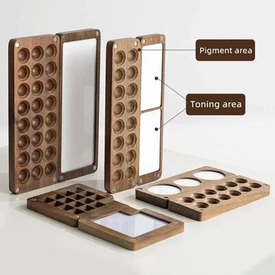 Portable Wooden Handmade Watercolor Paint Palette Empty Magn