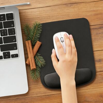 1-Piece Black Mouse Pad with Wrist Support - Ergonomic Desig