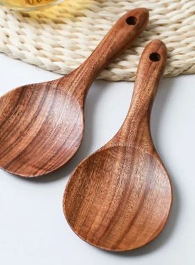 1Pc Wooden Spoon Kitchen Rice Scoop Spatula Salad Serving Sp