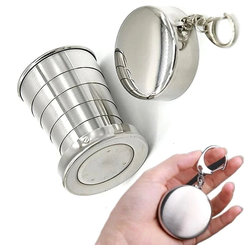 75/150/250ML Stainless Steel Folding Cup, Camping Cookware,