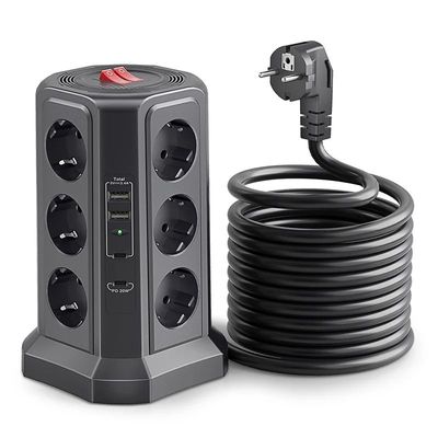 Eu 12-bit multi-socket power board 4000W16A, 2 USB A and 2 U