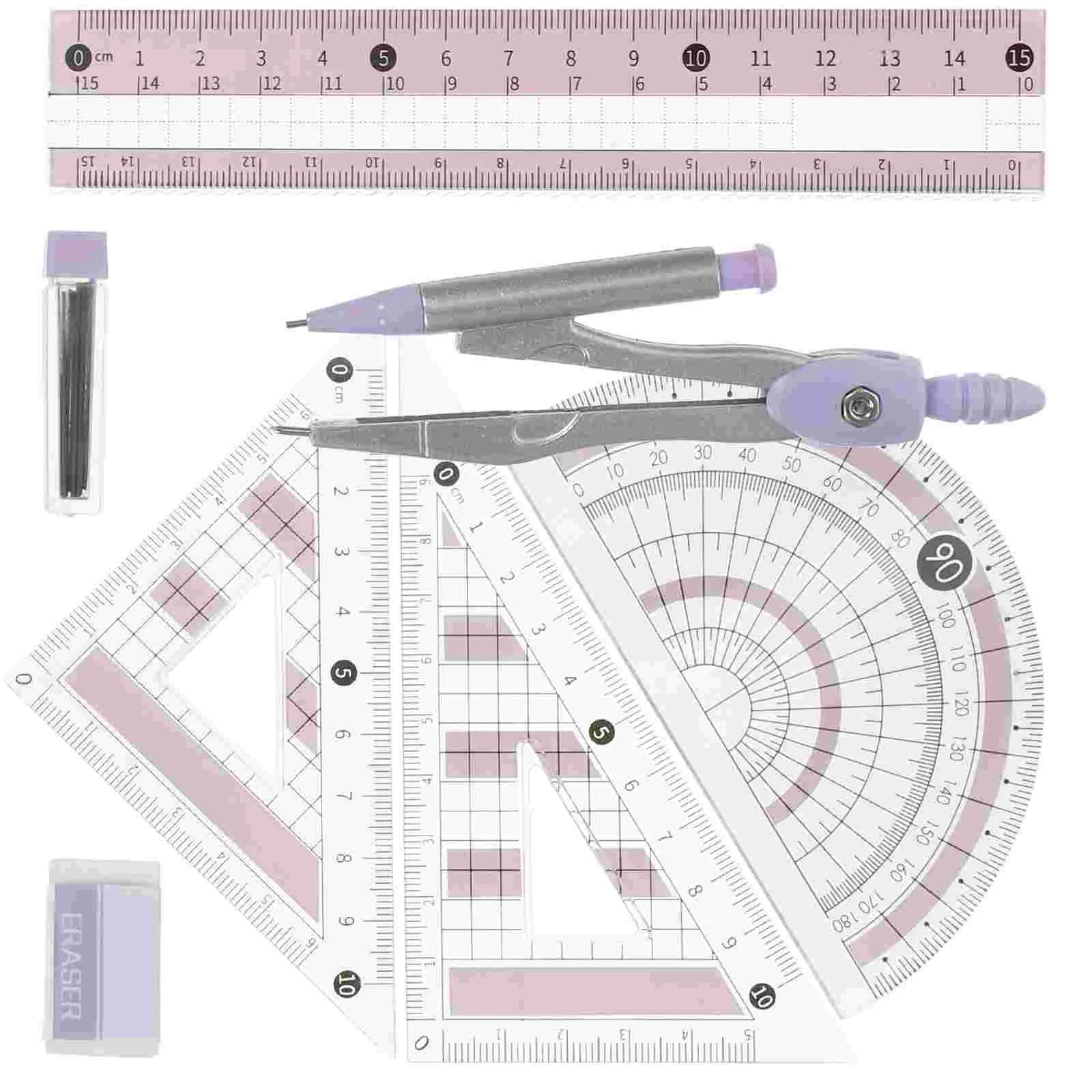 Ruler Set Protractor for Geometry Triangle School Office Com