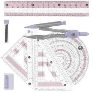 Ruler Set Protractor for Geometry Triangle School Office Com